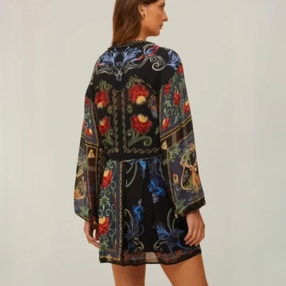 FARM Rio Black Floral Mini Dress with Red & Blue Accents - Picture 2 of 9